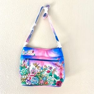 Seven Ave Hand Painted Leather Floral Bag